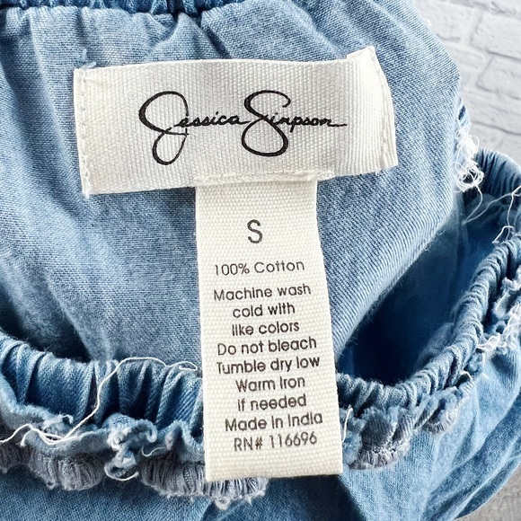 Jessica Simpson Denim Wide Leg Jumpsuit Sz Small - Picture 7 of 8